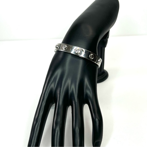 Michael Kors Silver Studded Bangle Bracelet with Crystal Accent - Picture 5 of 13